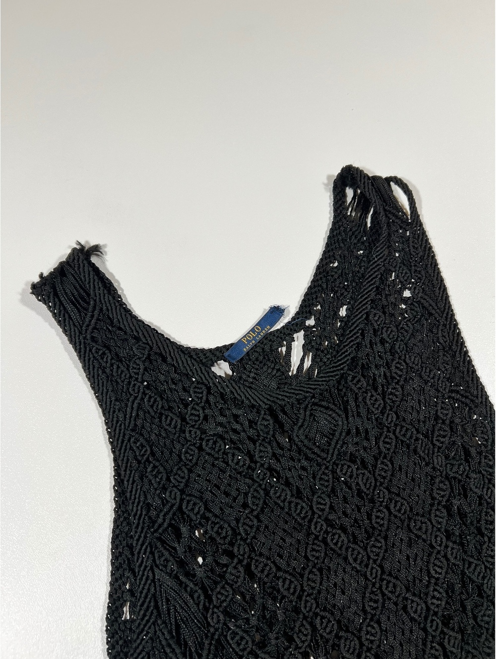 Black Crochet Sleeveless Fringe Tank Top